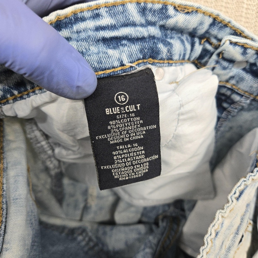 Blue Cult Jeans Boys 16 Light Blue Acid Wash Distressed Ripped Skinny Stretch - Picture 10 of 10